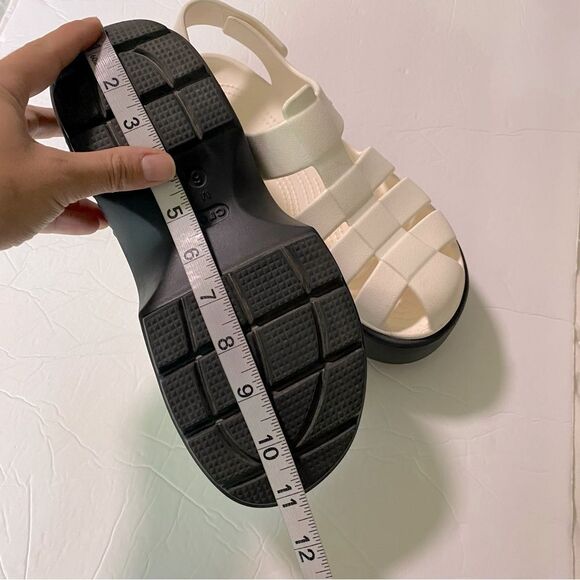 Crocs White Black Platform Sandals Stomp Fisherman Shoes Summer chunky woman 8 - Picture 7 of 12